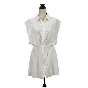 Mustard Seed White Button-Down Romper Dress – Size L